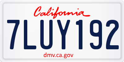 CA license plate 7LUY192