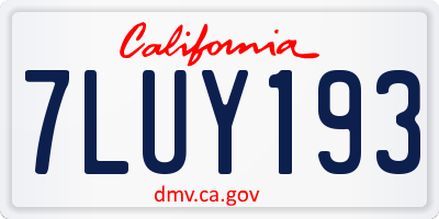 CA license plate 7LUY193