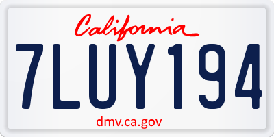 CA license plate 7LUY194