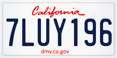 CA license plate 7LUY196