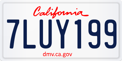 CA license plate 7LUY199
