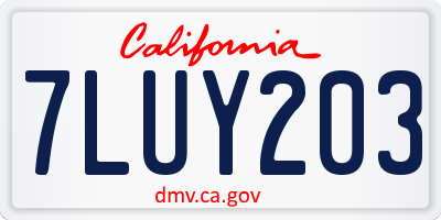 CA license plate 7LUY203