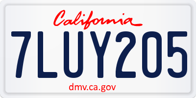 CA license plate 7LUY205