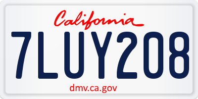 CA license plate 7LUY208