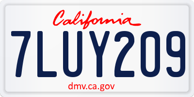 CA license plate 7LUY209