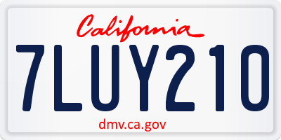 CA license plate 7LUY210