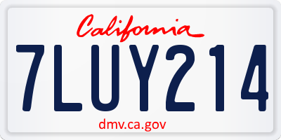 CA license plate 7LUY214