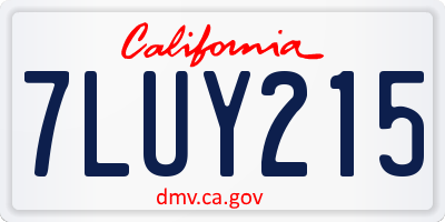 CA license plate 7LUY215