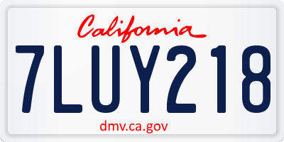 CA license plate 7LUY218