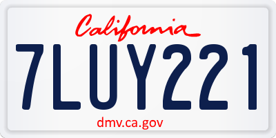 CA license plate 7LUY221