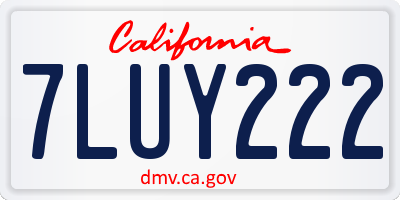 CA license plate 7LUY222