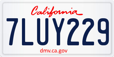 CA license plate 7LUY229