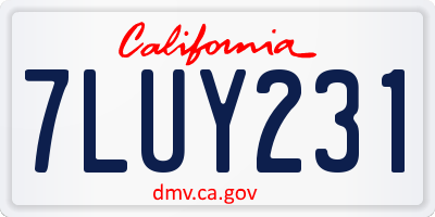 CA license plate 7LUY231