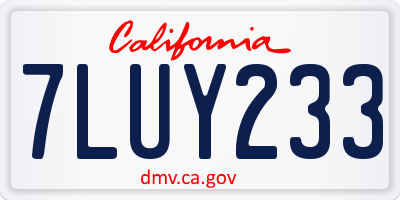 CA license plate 7LUY233