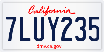 CA license plate 7LUY235
