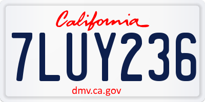 CA license plate 7LUY236