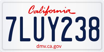 CA license plate 7LUY238