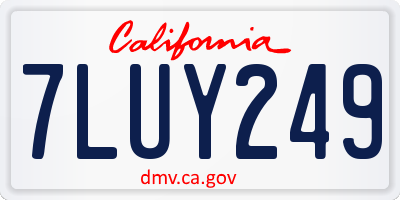 CA license plate 7LUY249