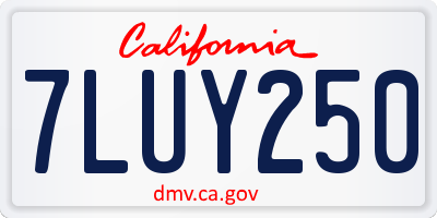 CA license plate 7LUY250