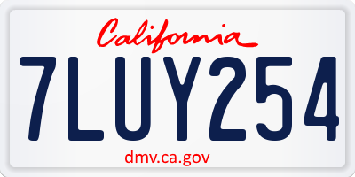 CA license plate 7LUY254