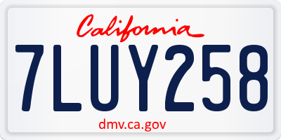 CA license plate 7LUY258