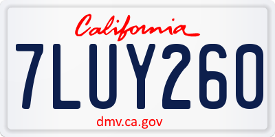 CA license plate 7LUY260
