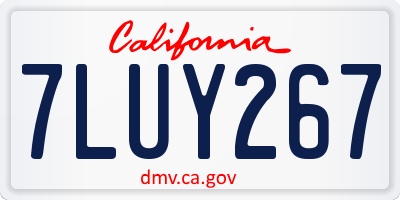 CA license plate 7LUY267