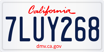 CA license plate 7LUY268