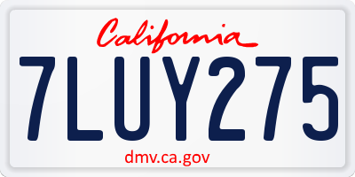 CA license plate 7LUY275