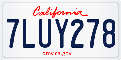 CA license plate 7LUY278
