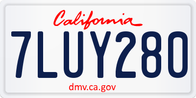 CA license plate 7LUY280