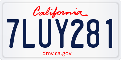 CA license plate 7LUY281