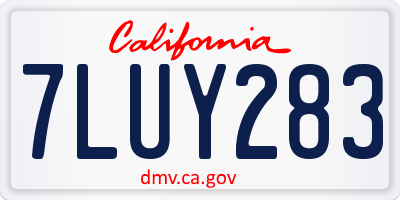 CA license plate 7LUY283