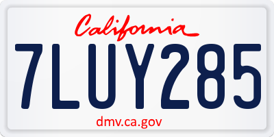 CA license plate 7LUY285