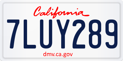 CA license plate 7LUY289