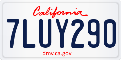 CA license plate 7LUY290