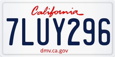 CA license plate 7LUY296