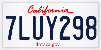 CA license plate 7LUY298