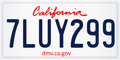CA license plate 7LUY299