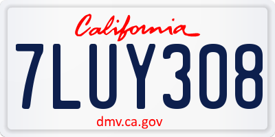 CA license plate 7LUY308