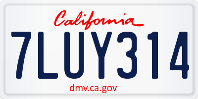 CA license plate 7LUY314
