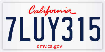 CA license plate 7LUY315