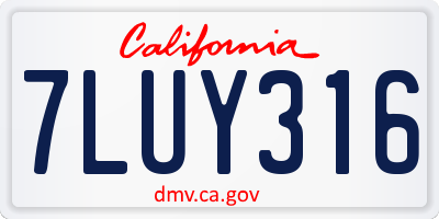 CA license plate 7LUY316