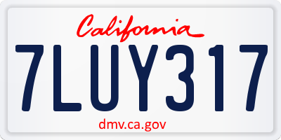 CA license plate 7LUY317