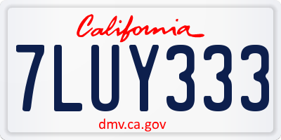 CA license plate 7LUY333