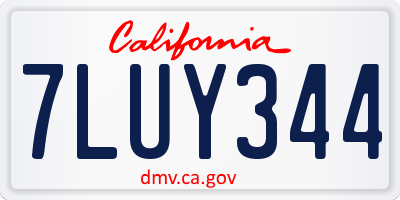 CA license plate 7LUY344