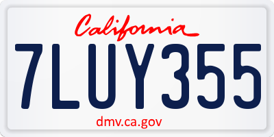 CA license plate 7LUY355