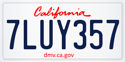 CA license plate 7LUY357