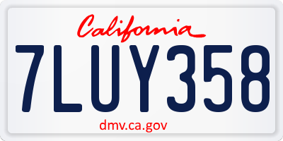 CA license plate 7LUY358
