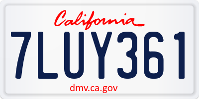 CA license plate 7LUY361